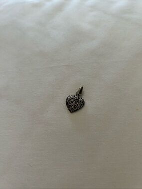 Heart Filigree Pendant Necklace Charm in Black Oxidized Silver